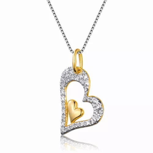 Collette Z Sterling Silver with Gold Overlay Cubic Zirconia Necklace
