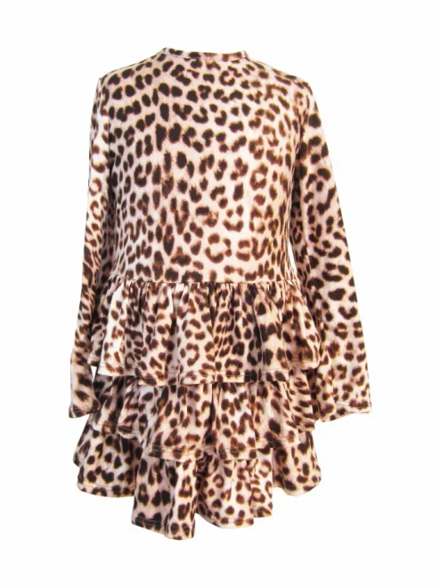Leopard Dress ft 3 Ruffles