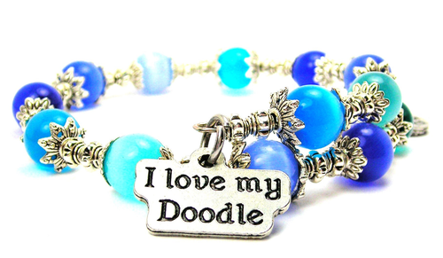 I Love My Doodle Cat's Eye Beaded Wrap Bracelet