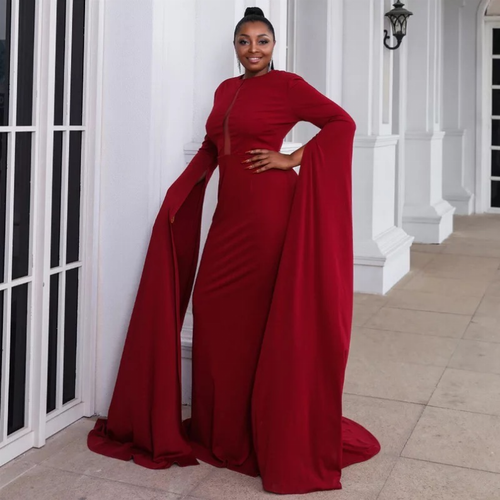 Elegant Dress With Flared Sleeves