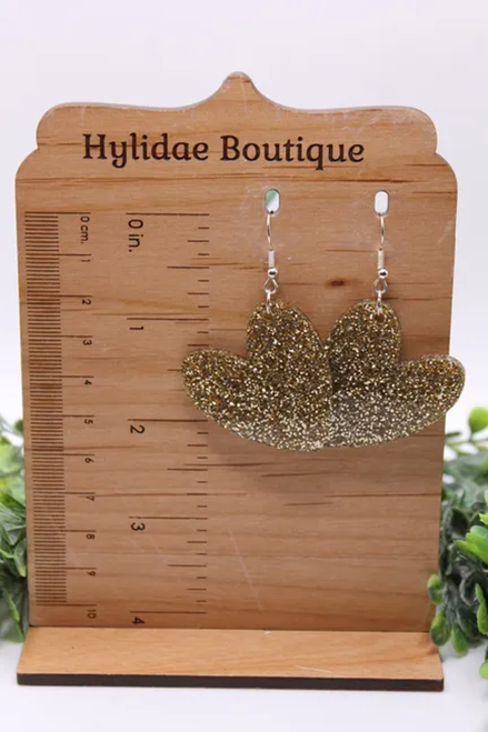 Gold Glitter Hearts || Drop Earrings