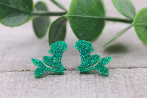 Glitter Mermaid || Stud Earrings || Hypoallergenic