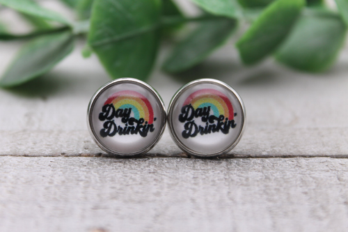 Day Drinkin | Hypoallergenic |  Glass Stud Earrings