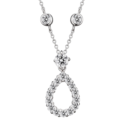 Collete Z Sterling Silver White Zirconia Flower Design Necklace