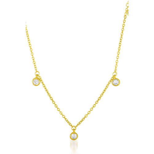 Collette Z C.Z. Sterling Silver Gold Plated Round Bezzel Neckalce