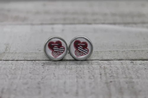 Heart Trio  Glass Stud Earrings