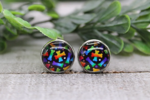 Bright Dog Bones || Stud Earrings || Hypoallergenic