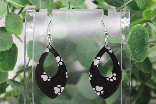 White Paw Prints || Acrylic Dangle Earrings || Hypoallergenic