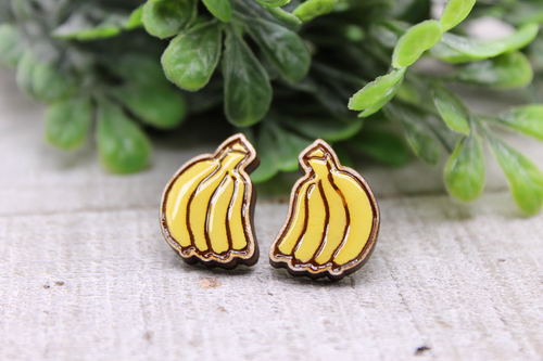 Bananas || Wood Stud Earrings
