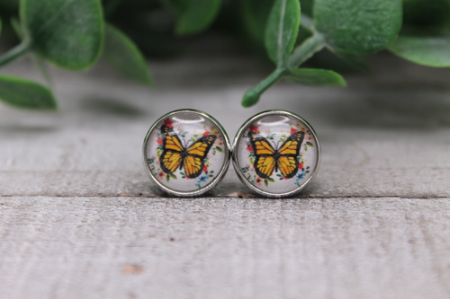 Butterfly  Glass Stud Earrings