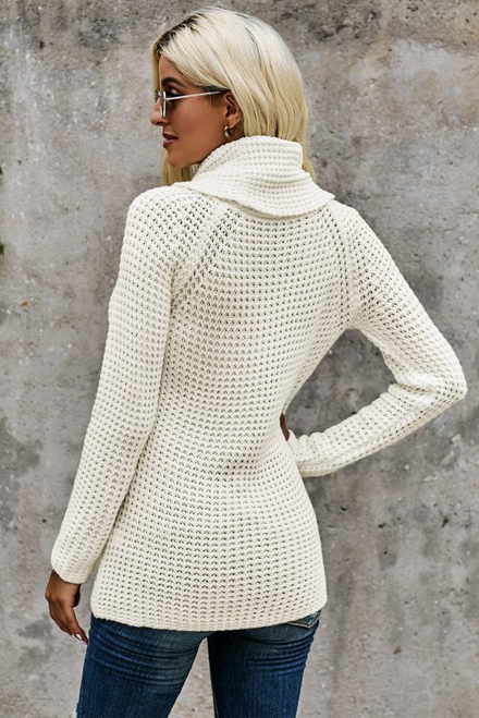 Buttoned Wrap Turtleneck Sweater