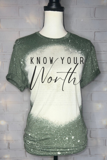 Know Your Worth Bleached Graphic Tee