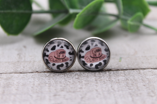 I Wanna Be a Cowboy | Glass Stud Earrings | Hypoallergenic