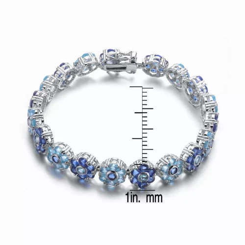 Collette Z Sterling Silver  Blue Cubic Zirconia Flower Bracelet