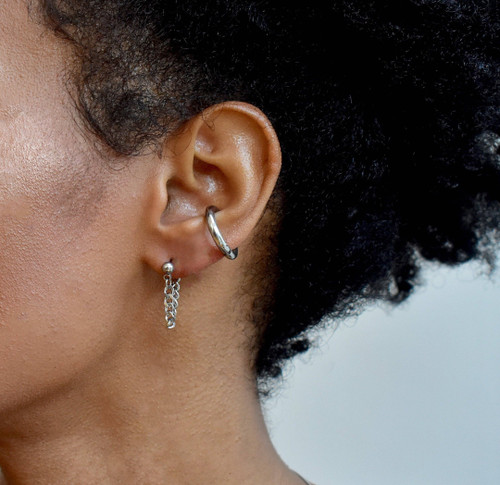 RYLIE SILVER LOOP CHAIN EARRINGS