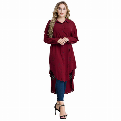 Blouse Hollow Out Turn-Down Collar