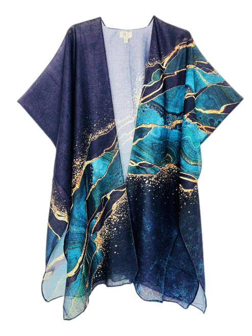 Teal Marble Kimono