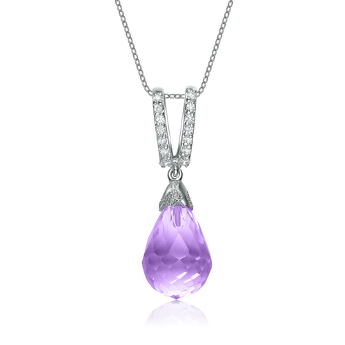 Collette Z Sterling Silver White and Purple Cubic Zirconia Pendant