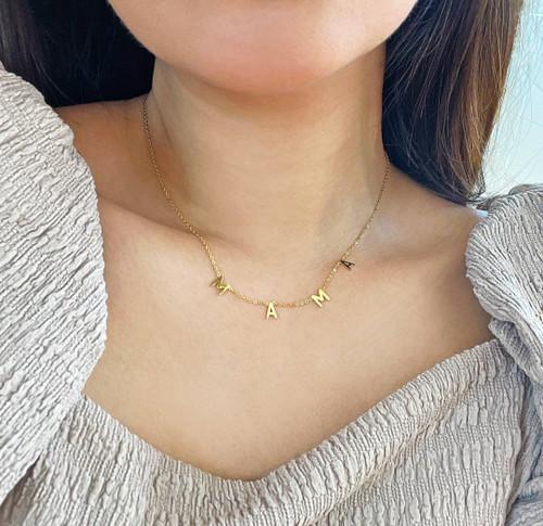 MAMA GOLD DAINTY LETTER NECKLACE