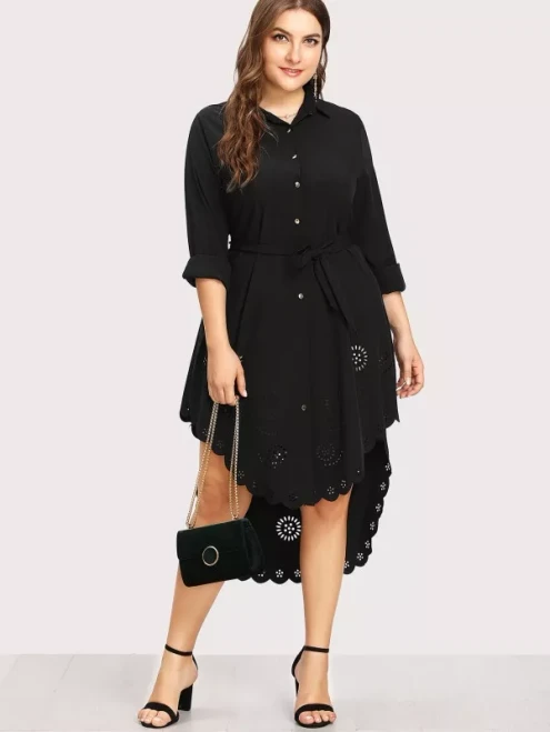 Blouse Hollow Out Turn-Down Collar