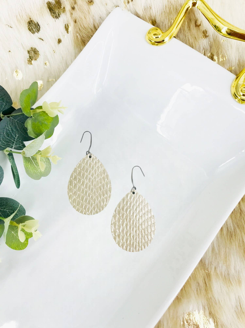 Platinum Amazon Cobra Leather Dangle Earrings