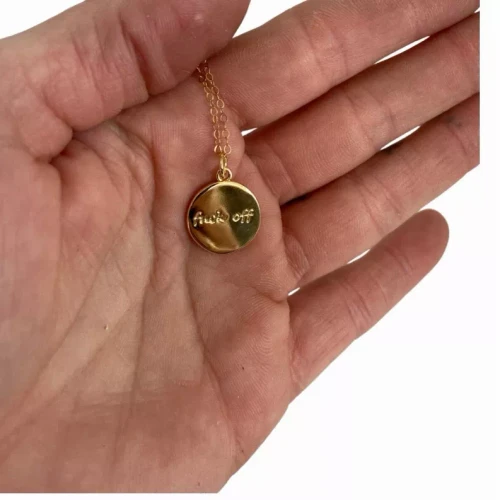 Fuck Off Gold Charm Necklace