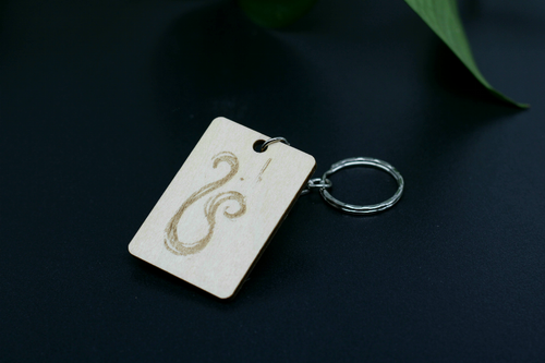 Wood Engraved Leo Keychain