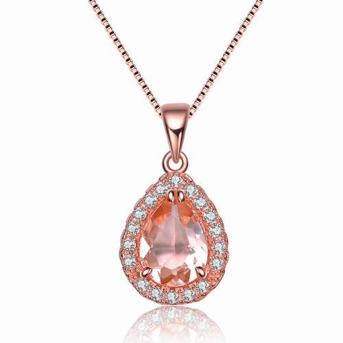 Collette Z Rose Gold Overlay Champagne Cubic Zirconia Drop Necklace