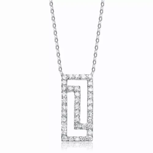 Collette Z Sterling Silver Cubic Zirconia Angular Pendant