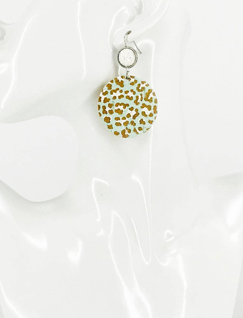 Druzy and Leopard Leather Earrings 