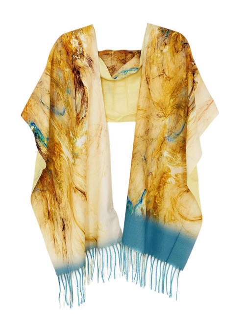 Teal Abstract Cashmere-Blend Scarf