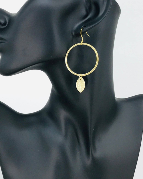 Small Brushed Gold Hoop Earrings 