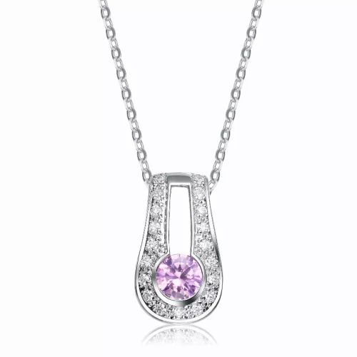 Collette Z Sterling Silver White Cubic Zirconia Pink Cubic Zirconia Pendant