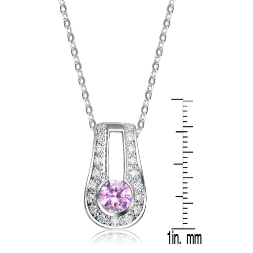 Collette Z Sterling Silver White Cubic Zirconia Pink Cubic Zirconia Pendant