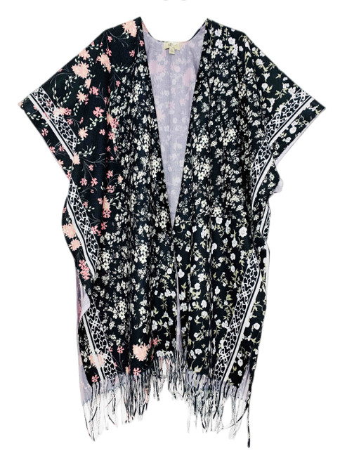 Fall/Winter Fringe Detailed - Floral Ruana