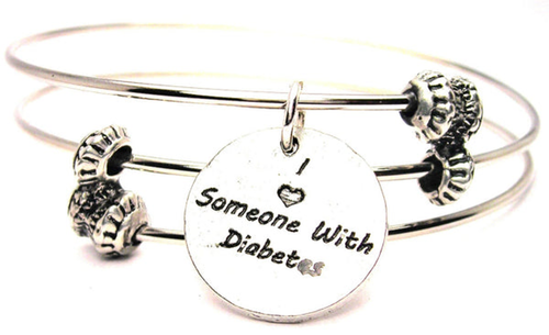 I Love Someone With Diabetes Triple Style Bangle Bracelet