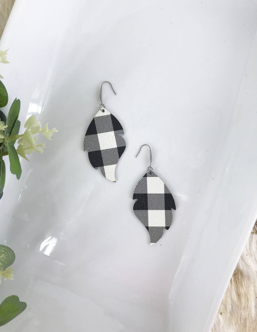 Buffalo Plaid Leather Earrings 