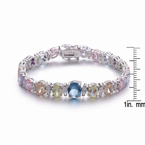 Collette Z Sterling Silver Cubic Zirconia Bracelet With Colored Stone Center