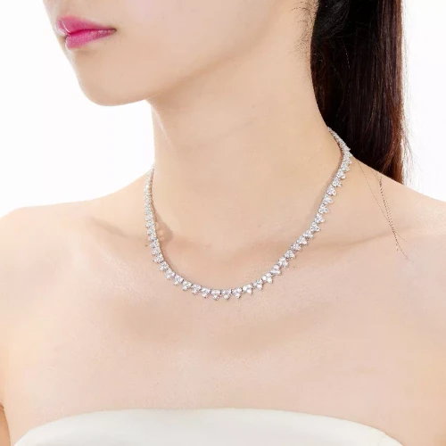 Collette Z Sterling Silver Pave Cubic Zirconia Wreath Necklace
