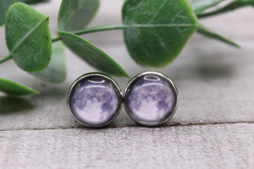 The Moon Glass  Stud Earrings
