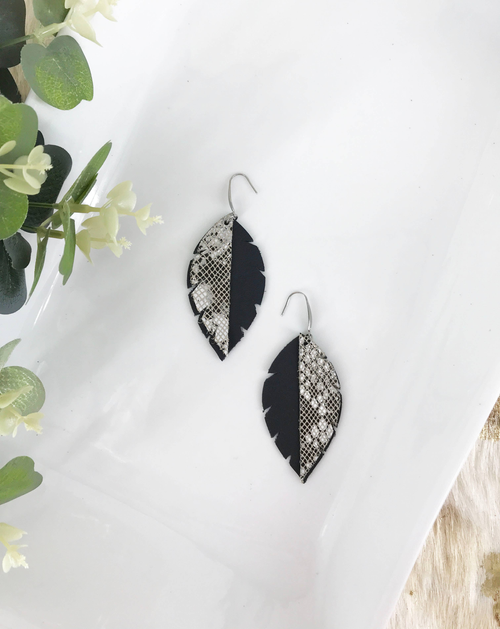 Genuine  Snake Leather Dangle Earrings
