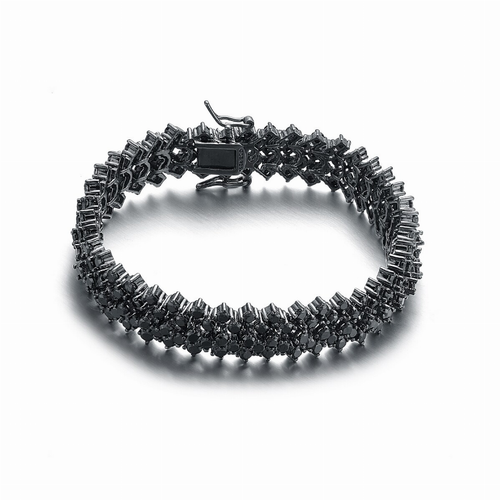 Collette Z Black-plated Sterling Silver Black Cubic Zirconia 5 Row Tennis Bracelet