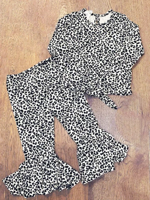 Baby Cheetah Top and Flared Pants Set