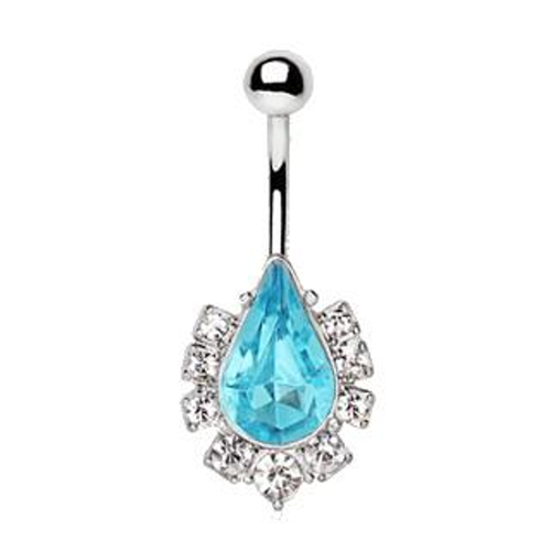 316L Stainless Steel Aqua Teardrop Navel Ring