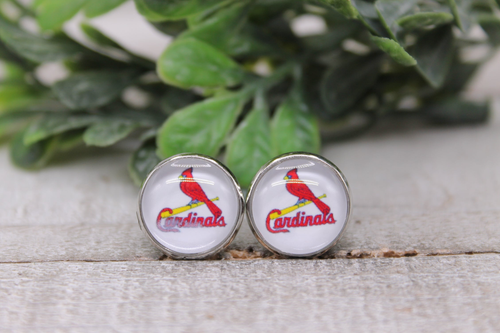 St Louis Cardinals || 12mm Glass Stud Earrings