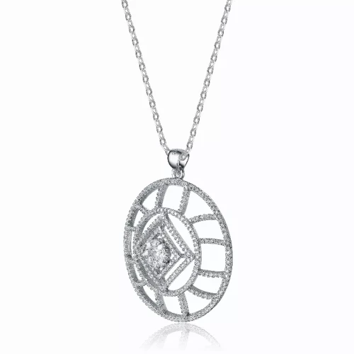 Collette Z Sterling Silver Cubic Zirconia Pave-set Round Necklace