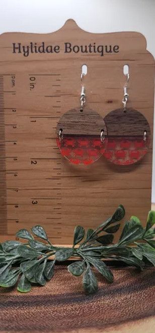 Red Crabs Split Circle Dangle Earrings
