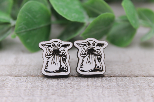 The Child w/ Coffee Wood Stud Earrings