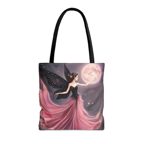 Mystical Fairy - Pink Moon Nights Tote Bags by Fantasia Moon 