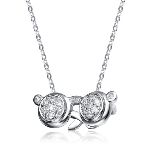Collette Z Sterling Silver White Cubic Zirconia Eyeglass Design Pendant